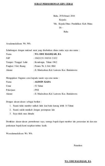 8 Contoh Surat Gugatan Cerai dari Istri & Syarat Mengajukannya.